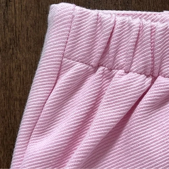NWT Zara Girls Light Pink High Waist Retro Shorts Buttons Elastic Back 9 10 12 - Picture 7 of 11